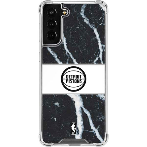 NBA Detroit Pistons Marble Galaxy S21 FE Clear Case