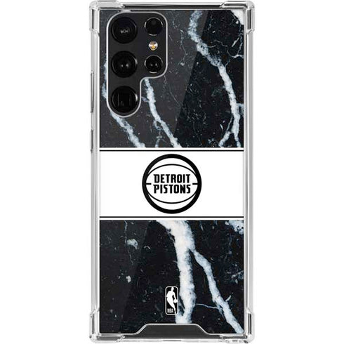 NBA Detroit Pistons Marble Galaxy S22 Ultra Clear Case