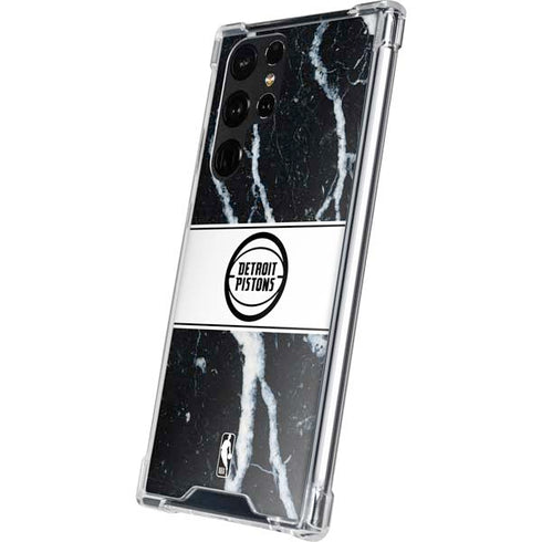 NBA Detroit Pistons Marble Galaxy S22 Ultra Clear Case