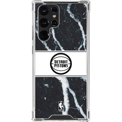 NBA Detroit Pistons Marble Galaxy S24 Ultra Clear Case