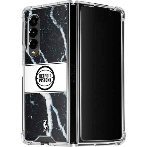 NBA Detroit Pistons Marble Galaxy Z Fold4 5G Clear Case