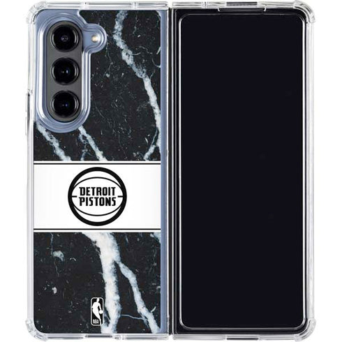 NBA Detroit Pistons Marble Galaxy Z Fold5 5G Clear Case