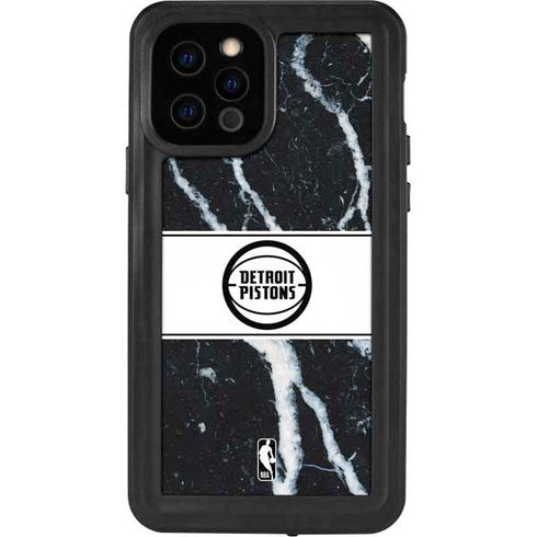 NBA Detroit Pistons Marble iPhone 12 Pro Waterproof Case