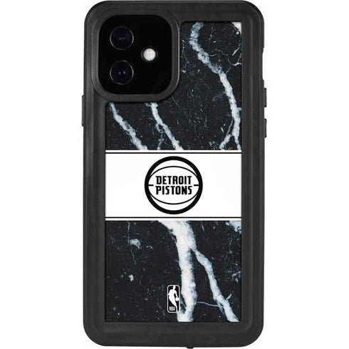 NBA Detroit Pistons Marble iPhone 12 Waterproof Case