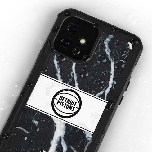 NBA Detroit Pistons Marble iPhone 12 Waterproof Case