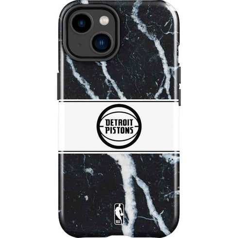 NBA Detroit Pistons Marble iPhone 15 Plus Impact Case