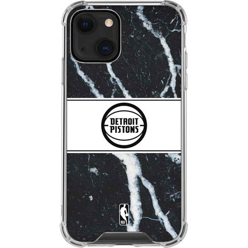 NBA Detroit Pistons Marble iPhone 15 Plus Clear Case