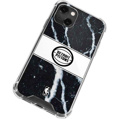 NBA Detroit Pistons Marble iPhone 15 Plus Clear Case