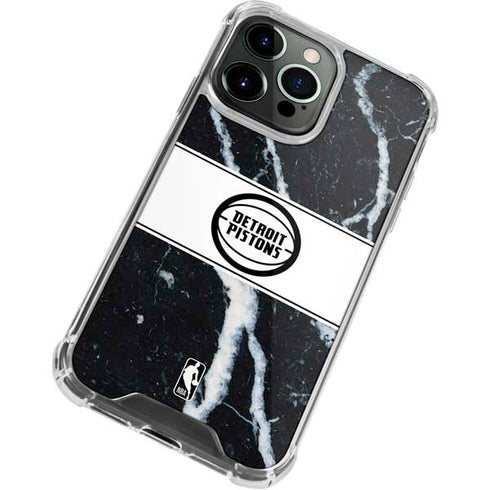 NBA Detroit Pistons Marble iPhone 15 Pro Max Clear Case