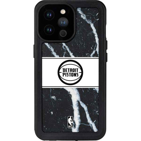 NBA Detroit Pistons Marble iPhone 14 Pro Max Waterproof Case