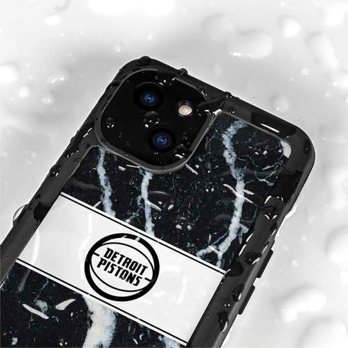 NBA Detroit Pistons Marble iPhone 15 Waterproof Case