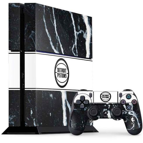 NBA Detroit Pistons Marble PS4 Console and Controller Bundle Skin