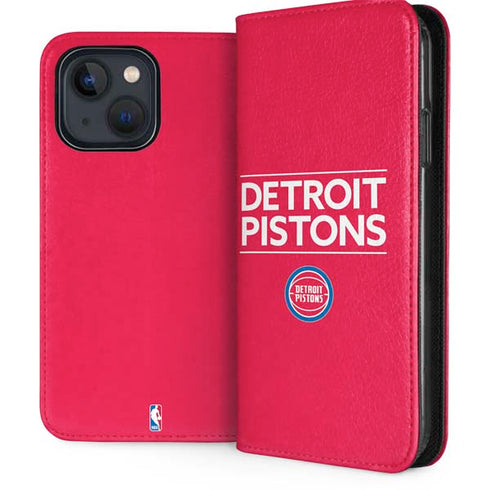 NBA Detroit Pistons Standard - Red iPhone 14 Plus Folio Case