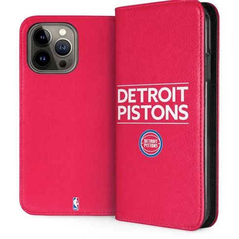 NBA Detroit Pistons Standard - Red iPhone 14 Pro Max Folio Case