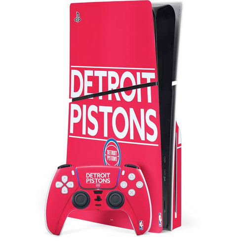 NBA Detroit Pistons Standard - Red PS5 Slim Disk Bundle Skin