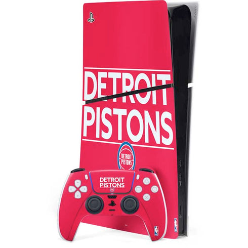 NBA Detroit Pistons Standard - Red PS5 Slim Digital Edition Console Skin