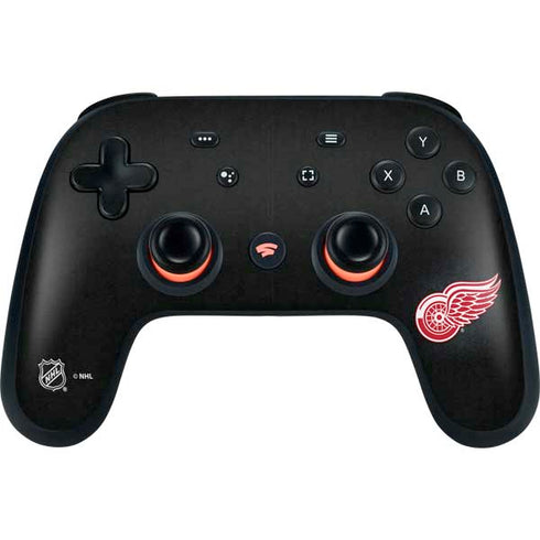 NHL Detroit Red Wings Black Background Google Stadia Controller Skin