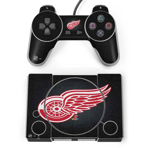 NHL Detroit Red Wings Black Background PlayStation Classic Bundle Skin