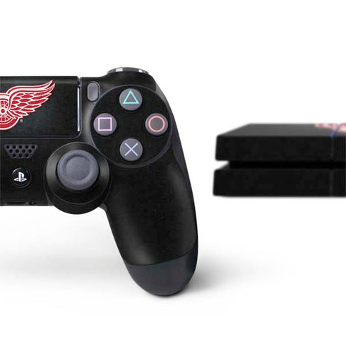 NHL Detroit Red Wings Black Background PS4 Console and Controller Bundle Skin