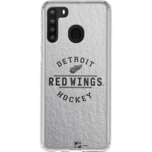 NHL Detroit Red Wings Black Text Galaxy A21 Clear Case