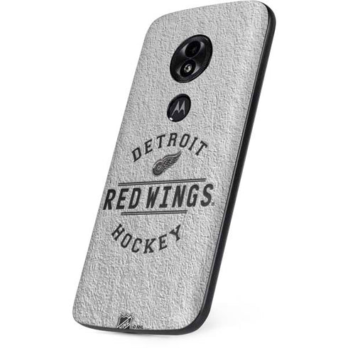 NHL Detroit Red Wings Black Text Moto E5 Play Skin