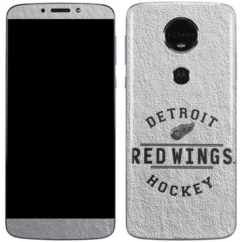 NHL Detroit Red Wings Black Text Moto E5 Plus Skin