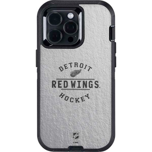 NHL Detroit Red Wings Black Text Otterbox Defender iPhone Skin