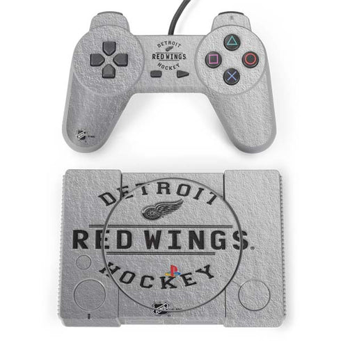 NHL Detroit Red Wings Black Text PlayStation Classic Bundle Skin