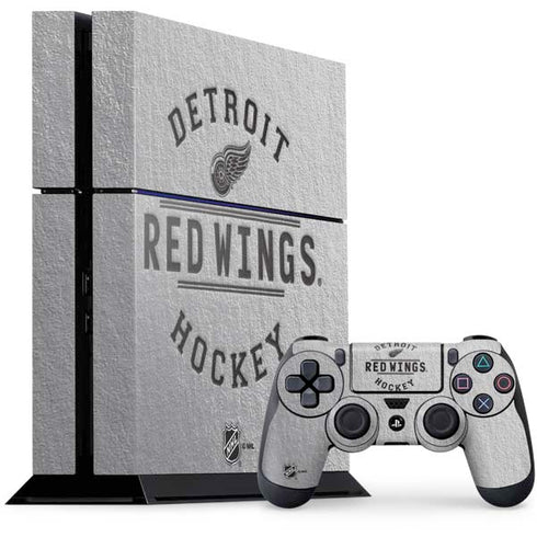 NHL Detroit Red Wings Black Text PS4 Console and Controller Bundle Skin