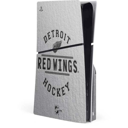 NHL Detroit Red Wings Black Text PS5 Slim Disk Console Skin