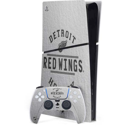 NHL Detroit Red Wings Black Text PS5 Slim Digital Edition Console Skin