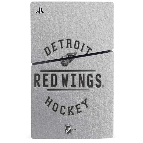 NHL Detroit Red Wings Black Text PS5 Slim Digital Edition Console Skin