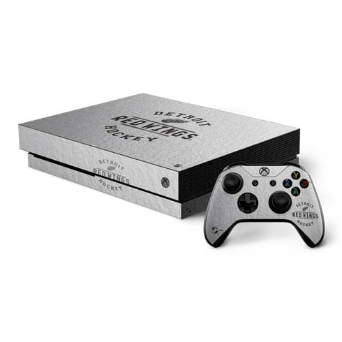 NHL Detroit Red Wings Black Text Xbox One X Bundle Skin