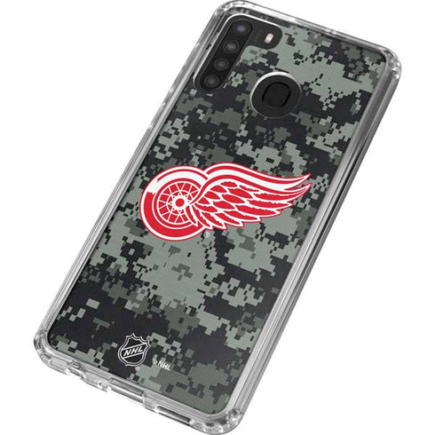 NHL Detroit Red Wings Camo Galaxy A21 Clear Case