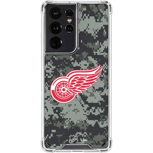 NHL Detroit Red Wings Camo Galaxy S21 Ultra 5G Clear Case