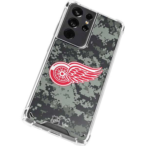 NHL Detroit Red Wings Camo Galaxy S21 Ultra 5G Clear Case