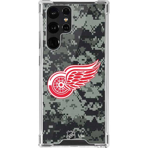 NHL Detroit Red Wings Camo Galaxy S22 Ultra Clear Case