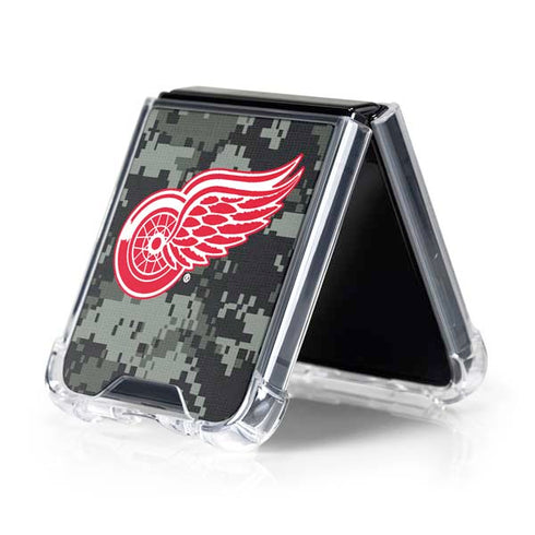 NHL Detroit Red Wings Camo Galaxy Z Flip5 5G Clear Case