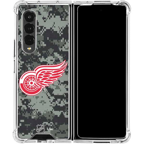 NHL Detroit Red Wings Camo Galaxy Z Fold4 5G Clear Case