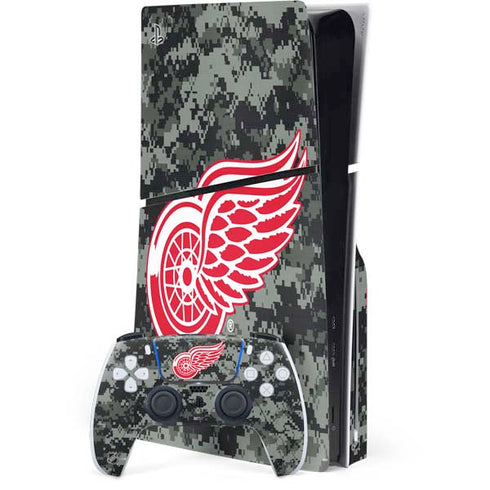 NHL Detroit Red Wings Camo PS5 Slim Disk Bundle Skin