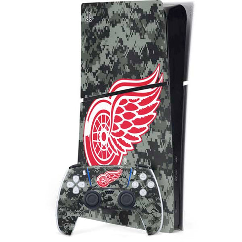 NHL Detroit Red Wings Camo PS5 Slim Digital Edition Bundle Skin