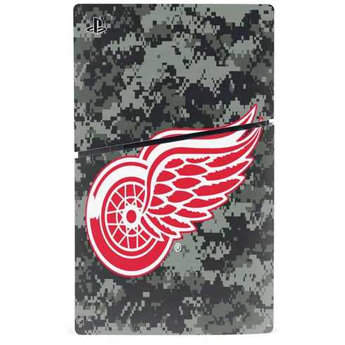 NHL Detroit Red Wings Camo PS5 Slim Digital Edition Bundle Skin
