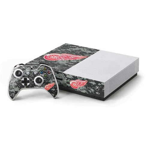 NHL Detroit Red Wings Camo Xbox One S Console and Controller Bundle Skin