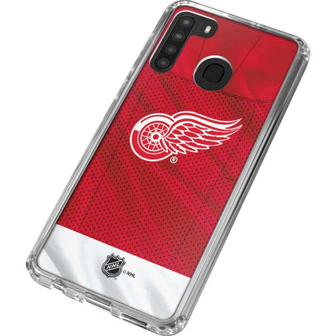 NHL Detroit Red Wings Home Jersey Galaxy A21 Clear Case