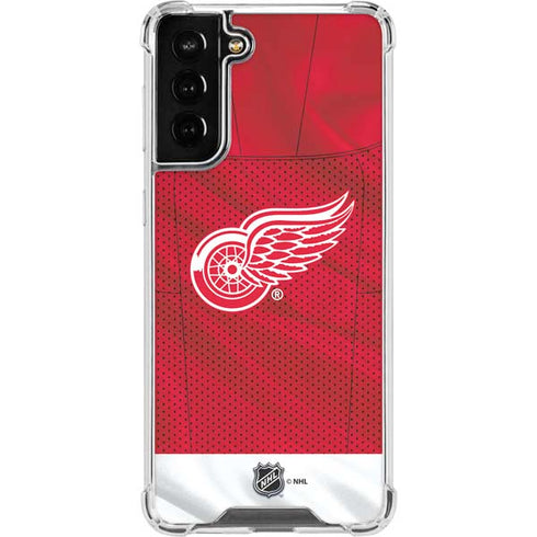 NHL Detroit Red Wings Home Jersey Galaxy S21 FE Clear Case