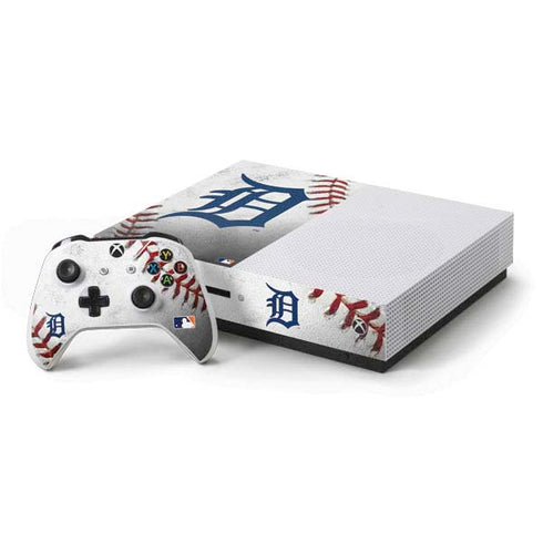 MLB Detroit Tigers Game Ball Xbox One S Console and Controller Bundle Skin