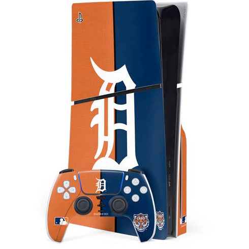 MLB Detroit Tigers Split PS5 Slim Disk Bundle Skin
