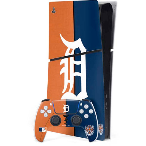MLB Detroit Tigers Split PS5 Slim Digital Edition Bundle Skin