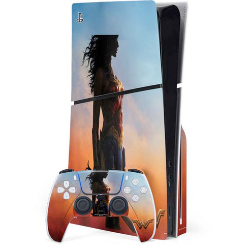 DC Comics Wonder Woman Movie Poster Stance Pose PS5 Slim Disk Bundle Skin