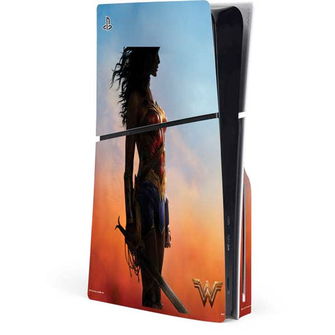 DC Comics Wonder Woman Movie Poster Stance Pose PS5 Slim Disk Console Skin